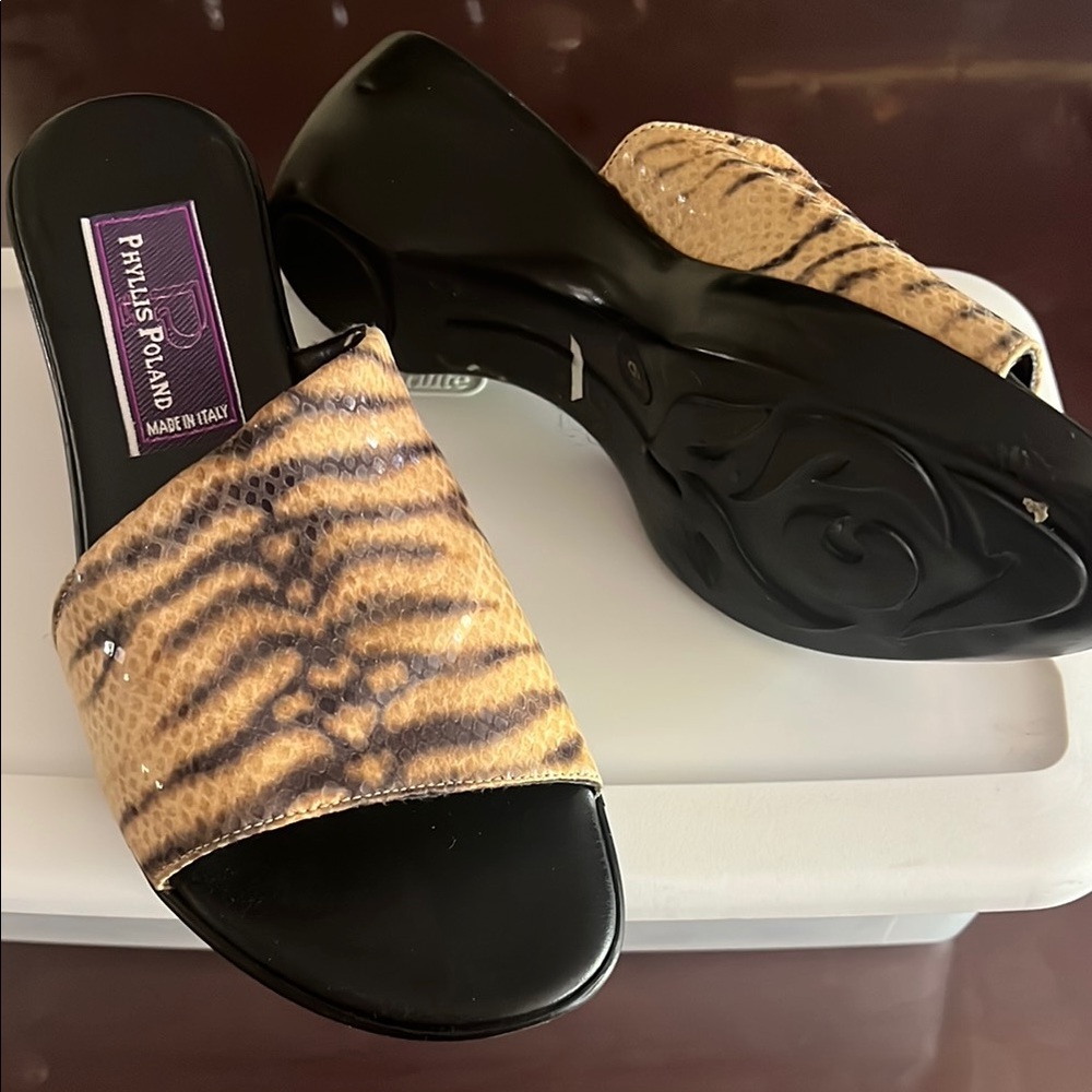 Tan and Black Animal Print Clogs